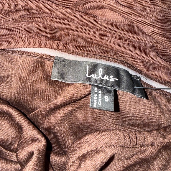 Lulus Sunama Brown Mesh Ruched Bodycon Midi Dress - Picture 9 of 9